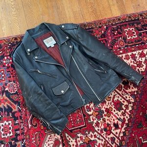 Genuine leather vintage motorcycle jacket - open road